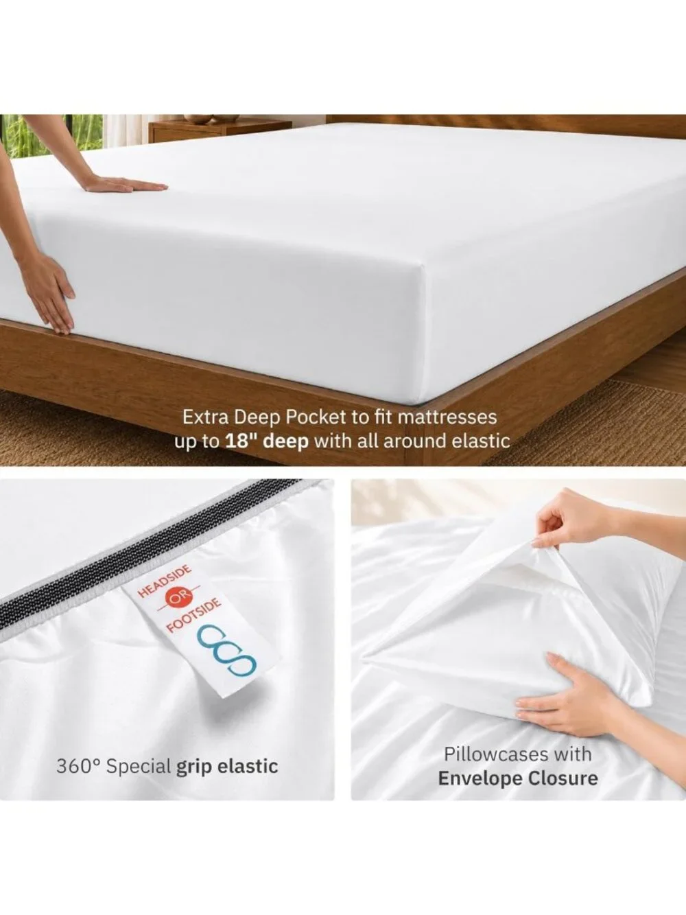 Luxurious 100% Viscose Bamboo Sheets, California King Size, Soft White Bedding